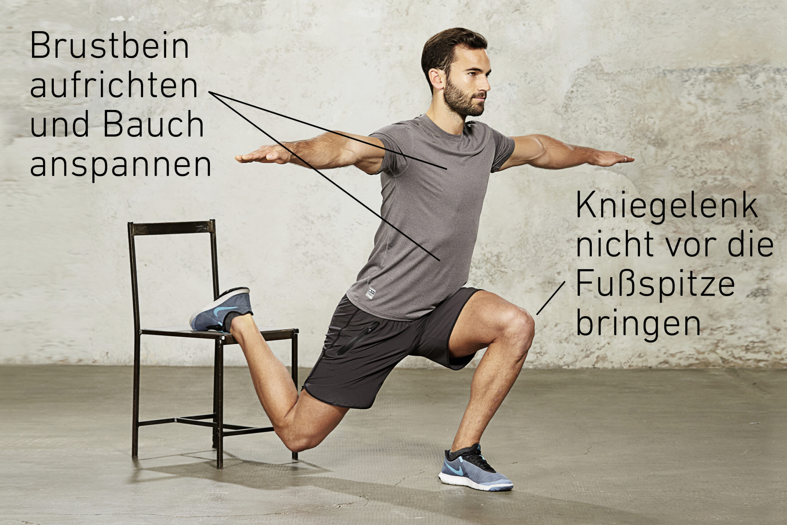 Fitnessübung Einbeinige Kniebeuge Bild mit Beschreibung