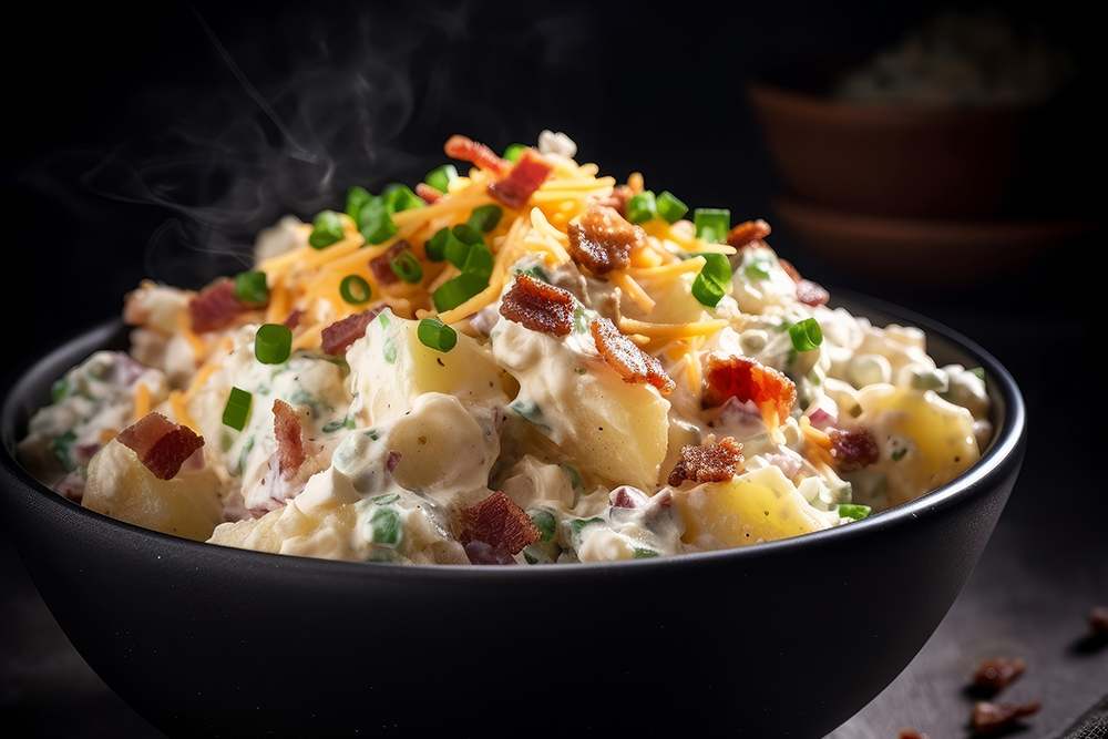 Würziger Kartoffelsalat mit Bacon und Ei